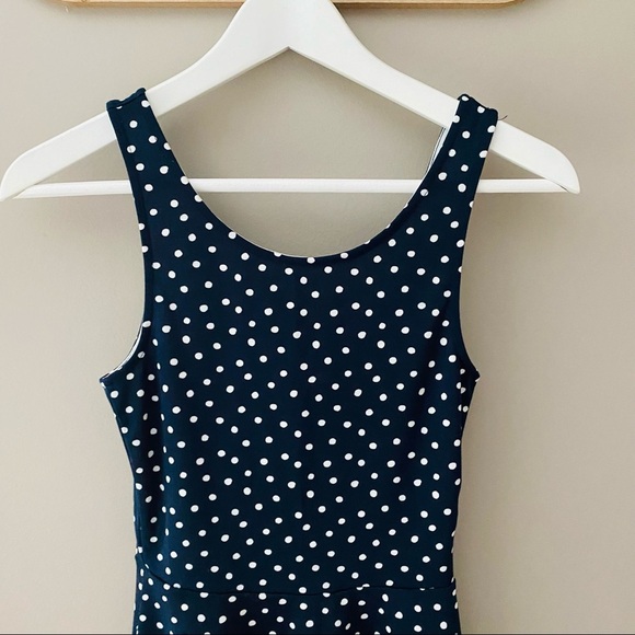 H&M Polkadot Mini Dress Blue Sz 2 - Picture 2 of 8